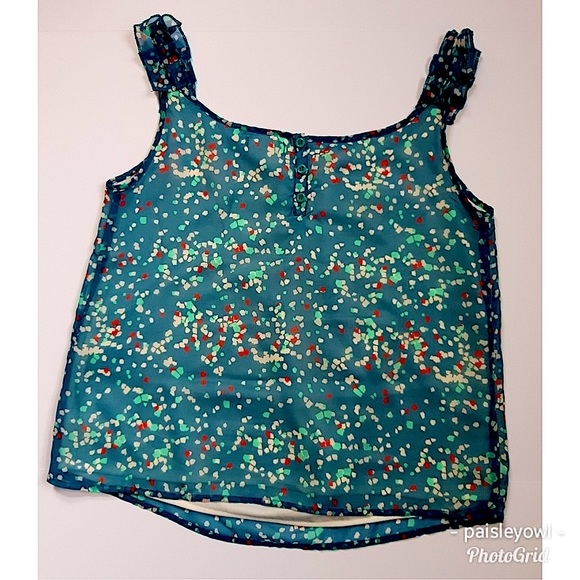 Anthropologie TULLE Tank Blouse Ruffle Strap - Picture 6 of 8